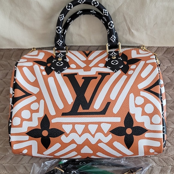 LOUIS VUITTON Crafty Speedy 25 Bandoulière Caramel Black Giant Monogram Bag New - Picture 3 of 17